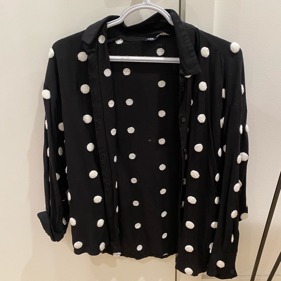 Black blouse with white dots - Picture 2 of 4